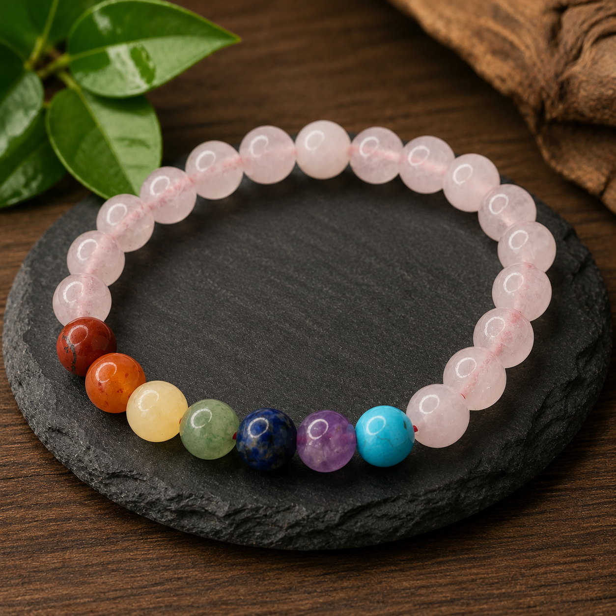 THE KALYANHO ROSE QUARTZ + 7 CHAKRA BRACELET